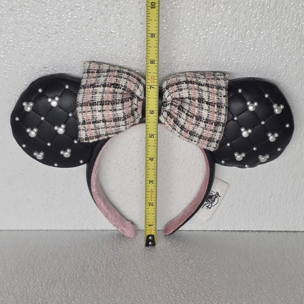 Disney Parks‎ Minnie Mouse Pearls Tweed Bow Ears Headband